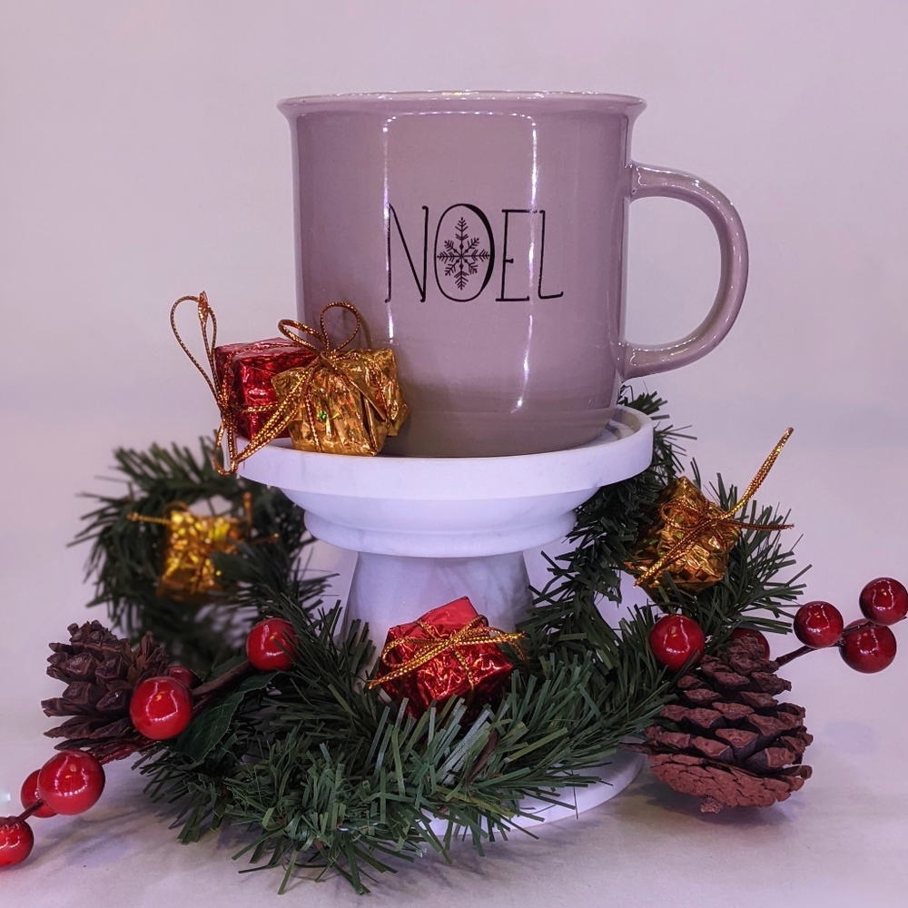 🏷4/$29! NOEL Snowflake Christmas Taupe Gold Mug Seasonal Holiday Big Winter Cup - Picture 5 of 5